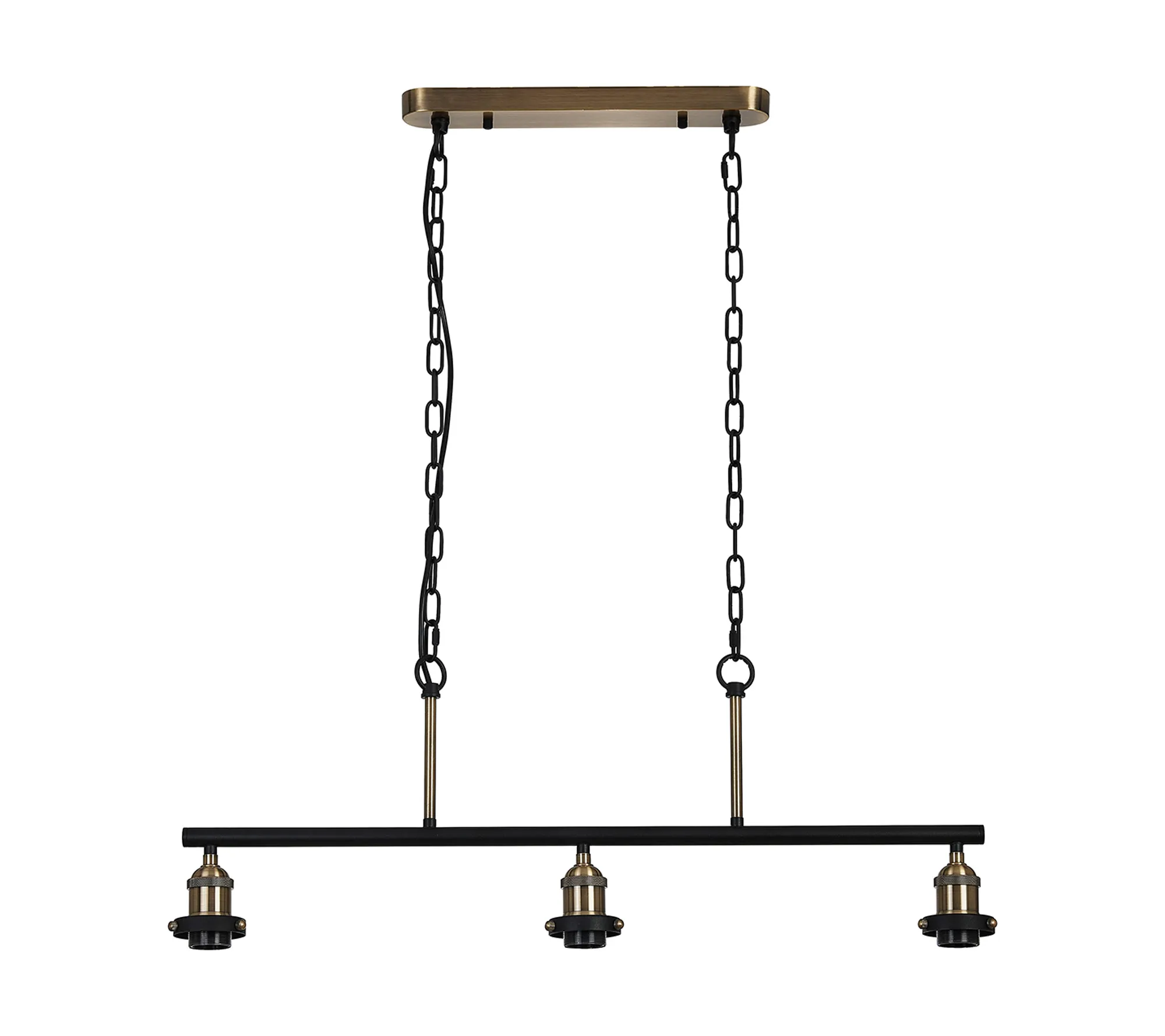 D1024AB  Dreifa Curved Linear Pendant (FRAME ONLY), 3 x E27, Antique Brass/Black